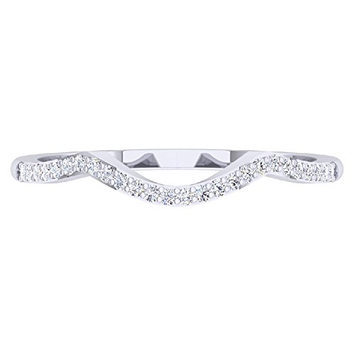 0.12 Carat (ctw) 14K Gold Round Cut Diamond Ladies Anniversary Wedding Stackable Band Guard Ring