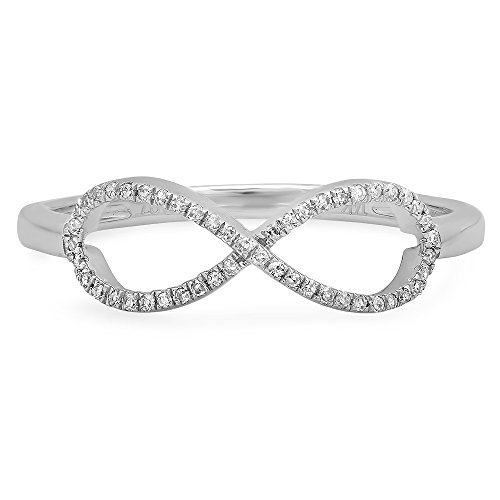 0.10 Carat (ctw) 14K Gold Round White Diamond Ladies Swirl Infinity Love Promise Ring 1/10 CT