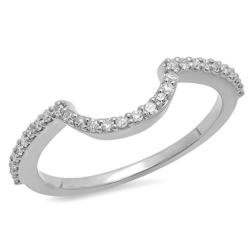 0.15 Carat (ctw) 14K Gold Round Cut Diamond Ladies Anniversary Wedding Stackable Contour Guard Ring