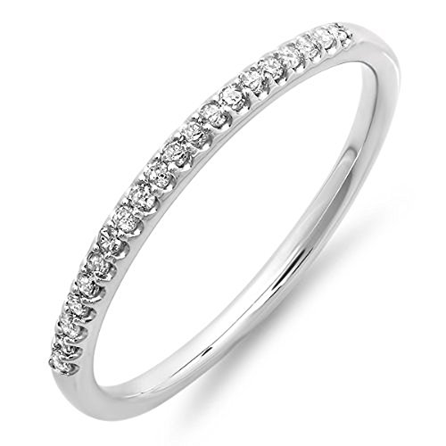 0.15 Carat (ctw) 14K Gold Round Cut Diamond Ladies Dainty Anniversary Wedding Stackable Band