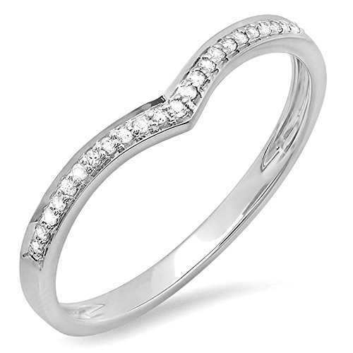 0.08 Carat (ctw) 14K Gold Round White Diamond Ladies Wedding Stackable Band Chevron Ring