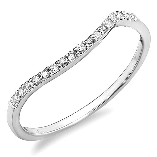 0.12 Carat (ctw) 14K Gold Round Cut Diamond Ladies Anniversary Wedding Contour Stackable Band Guard Ring