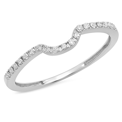 0.11 Carat (ctw) 14K Gold Round White Diamond Ladies Wedding Band Guard Ring