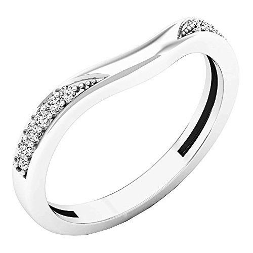 0.10 Carat (ctw) 14K Gold Round Diamond Ladies Anniversary Wedding Band Guard Ring 1/10 CT