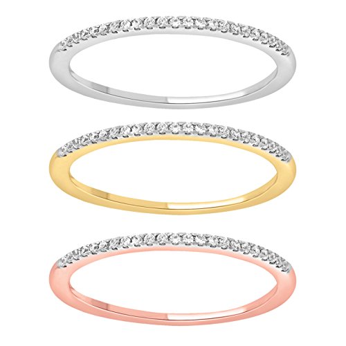 0.08 cttw 14k Gold Round White Diamond Ladies Dainty Anniversary Wedding Band Stackable Ring