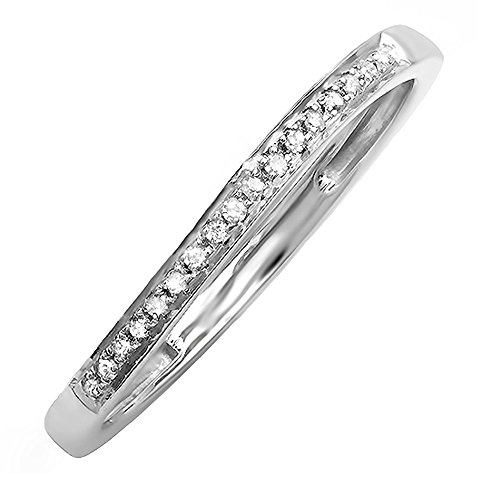0.08 Carat (ctw) Sterling Silver Round Diamond Ladies Anniversary Wedding Band Stackable Ring