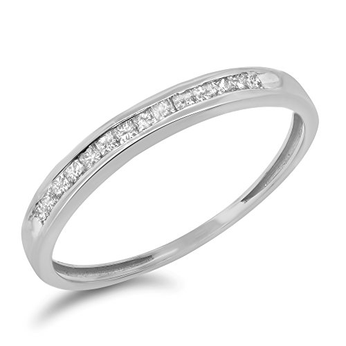 0.18 Carat (ctw) 10k Gold Princess Cut Diamond Ladies Wedding Band Channel Set Anniversary Ring 1/5 CT