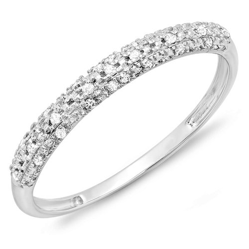 0.10 Carat (ctw) 14k Gold Round Diamond Ladies Anniversary Wedding Band Stackable Ring 1/10 CT