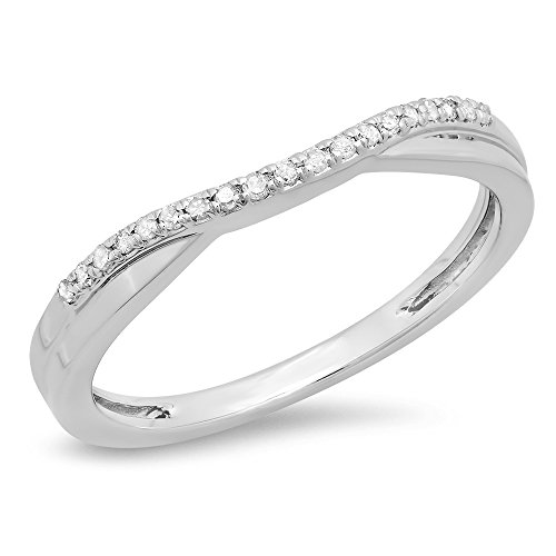 0.11 Carat (ctw) 10K Gold Round Cut White Diamond Ladies Anniversary Wedding Guard Contour Band