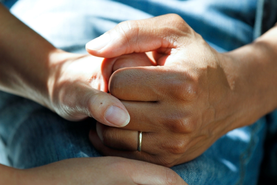 Family involvement during rehabilitation treatment - holding hands